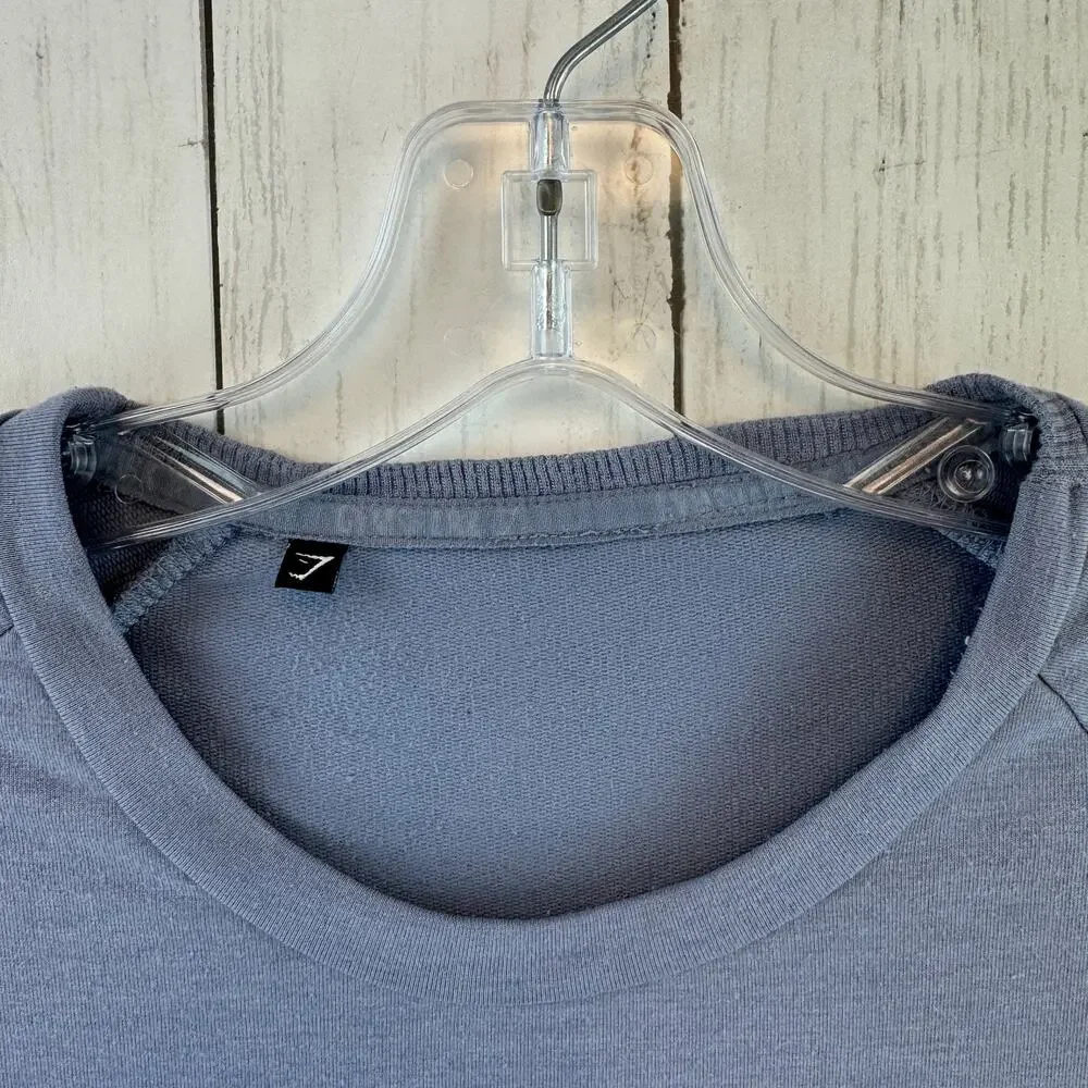 Gymshark Steel Blue Solace Cropped Long Sleeve Tumbhole Sweater Size Small - Picture 9 of 14